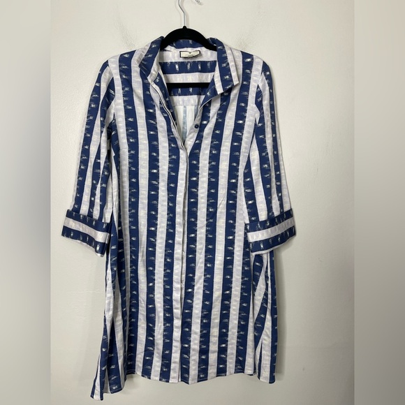 Tuckernuck Stillwater Blue and White Striped Charlie Dress Size L Poplin - Picture 4 of 10